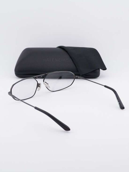 Balenciaga BB0245S 004 Geometric Sunglasses - Gunmetal / Light Grey main image 8